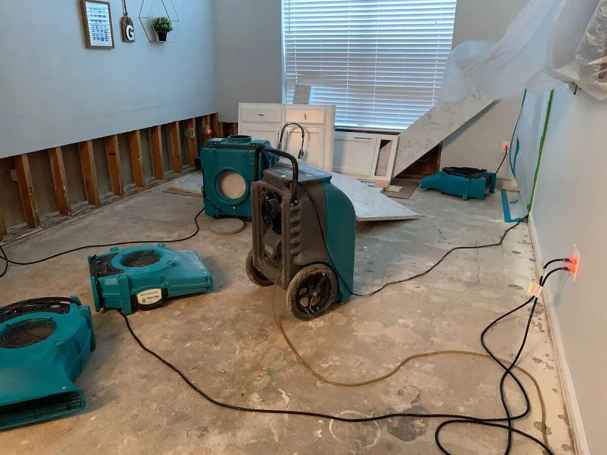 Dehumidifier in flood-cut room for Water Damage Restoration in Harrington Park